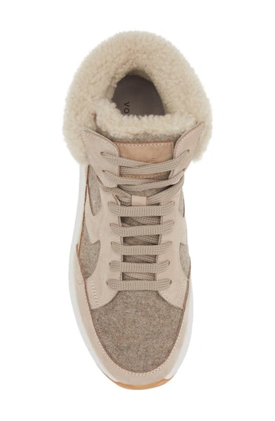 Shop Voile Blanche Maran Flash Genuine Shearling Collar Platform Sneaker In Cream Beige