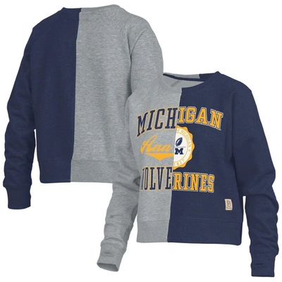 Shop Pressbox Heather Gray Michigan Wolverines Half And Half Raglan Pullover Sweatshirt
