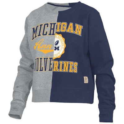 Shop Pressbox Heather Gray Michigan Wolverines Half And Half Raglan Pullover Sweatshirt