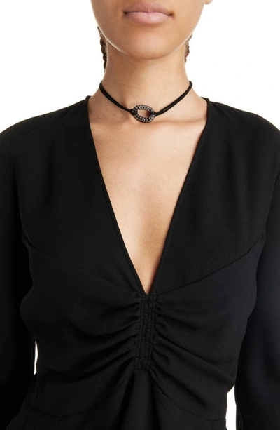 Shop Isabel Marant Funky Ring Choker Necklace In Black/ Silver