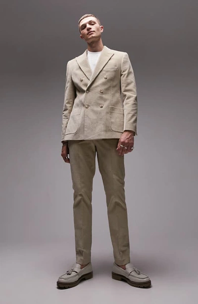 Shop Topman Double Breasted Skinny Corduroy Suit Jacket In Brown
