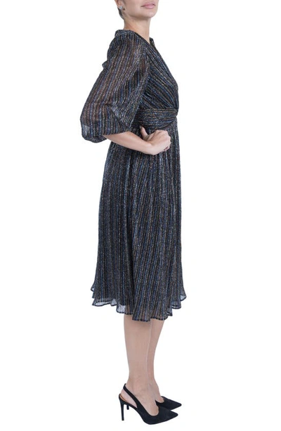 Shop Julia Jordan Metallic Stripe Dress In Black Multi
