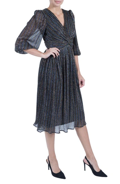 Shop Julia Jordan Metallic Stripe Dress In Black Multi