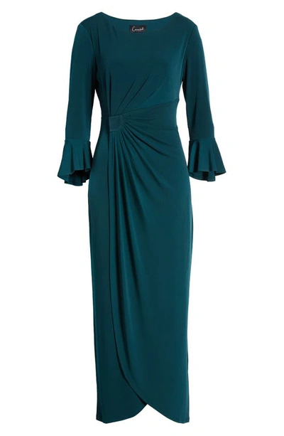 Connected Apparel Mock Wrap Gown In Hunter