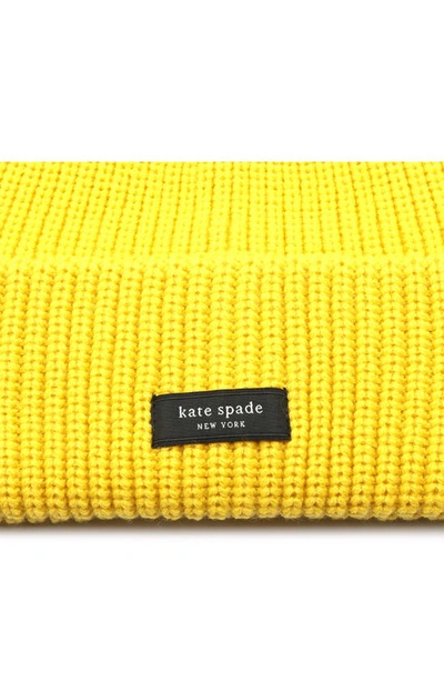 Shop Kate Spade Sam Cuff Beanie In Chartreuse