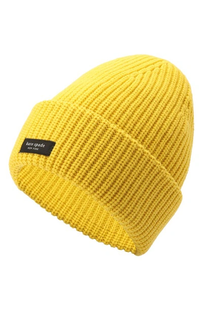 Shop Kate Spade Sam Cuff Beanie In Chartreuse