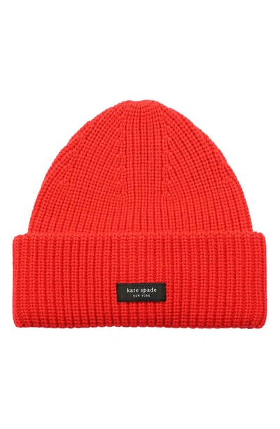 Shop Kate Spade Sam Cuff Beanie In Engine Red