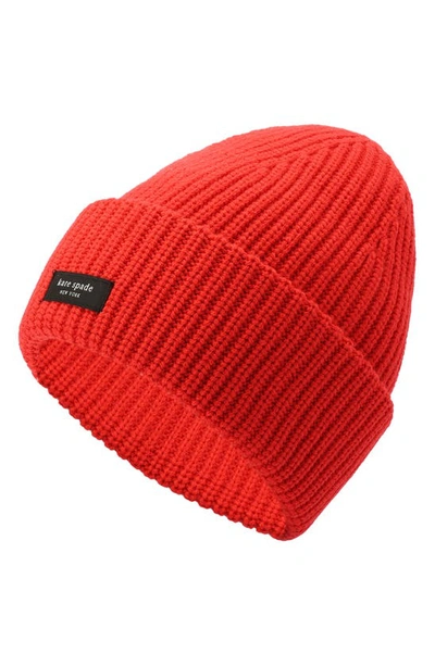 Shop Kate Spade Sam Cuff Beanie In Engine Red