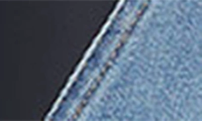 Shop Mugler Spiral High Waist Denim & Jersey Skinny Jeans In Medium Blue / Black