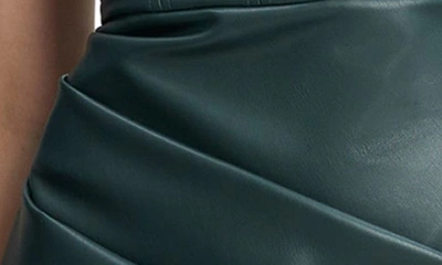 Shop Bardot Kai Strapless Faux Leather Cocktail Midi Dress In Evergreen