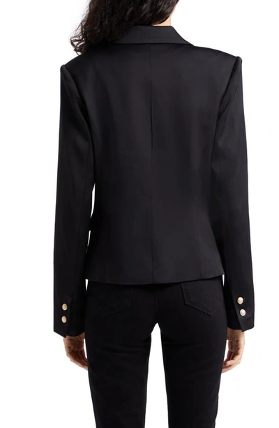 Shop L Agence Cherish One-button Blazer In Black/ Gold Classic Chain