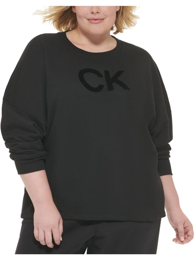 Shop Calvin Klein Performance Plus Womens Crewneck Fitness Sweatshirt In Black