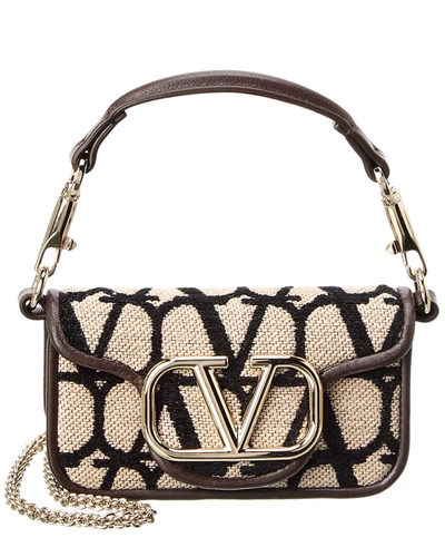Shop Valentino Vlogo Toile Iconographe Canvas & Leather Shoulder Bag In Beige