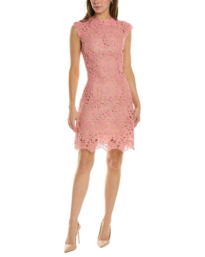 Shop Oscar De La Renta Lace Silk-lined A-line Dress In Pink