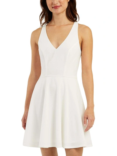 Shop Bcx Juniors Womens Lace Criss-cross Fit & Flare Dress In White
