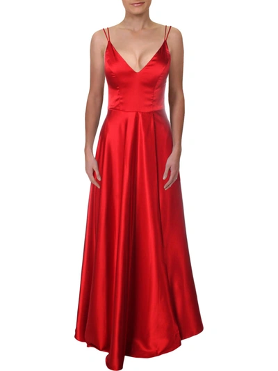 Shop Sequin Hearts Juniors Womens Satin Sleeveless Evening Dress In Red