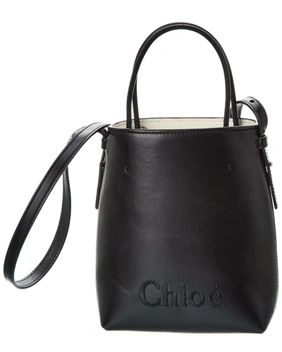 Shop Chloé Sense Micro Leather Tote In Black