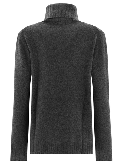 Shop Aspesi Turtleneck With Ribbed Details In Grey