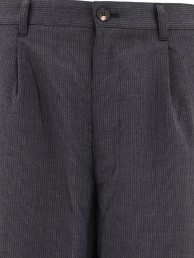 Shop Comme Des Garçons Homme Deux Comme Des Garçons Homme Pinstriped Trousers In Grey