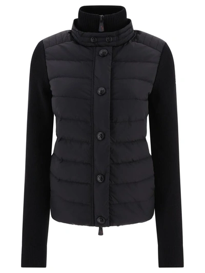 Shop Moncler Grenoble Padded Wool Jacket In Black