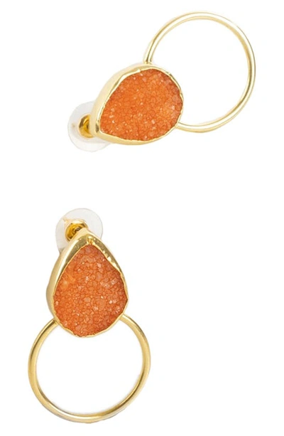 Shop Saachi Druzy Hoop Earrings In Orange