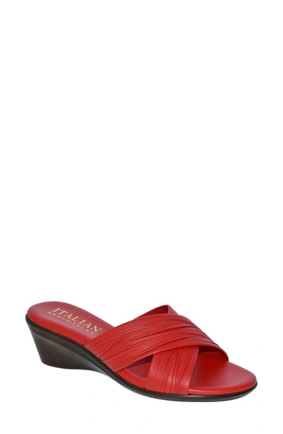 Shop Italian Shoemakers Kenny Wedge Slide Sandal In Red