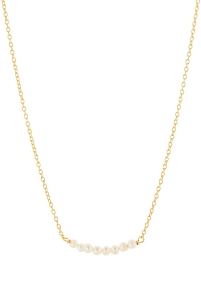 Shop Argento Vivo Sterling Silver Imitation Pearl Bar Pendant Necklace In Gold