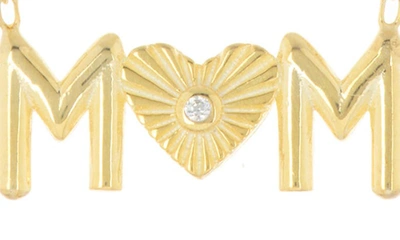 Shop Argento Vivo Sterling Silver Diamond Cut Cz Embellished Mom Statement Necklace In Gold