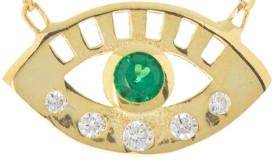 Shop Argento Vivo Sterling Silver Cubic Zirconia Evil Eye Pendant Necklace In Gold