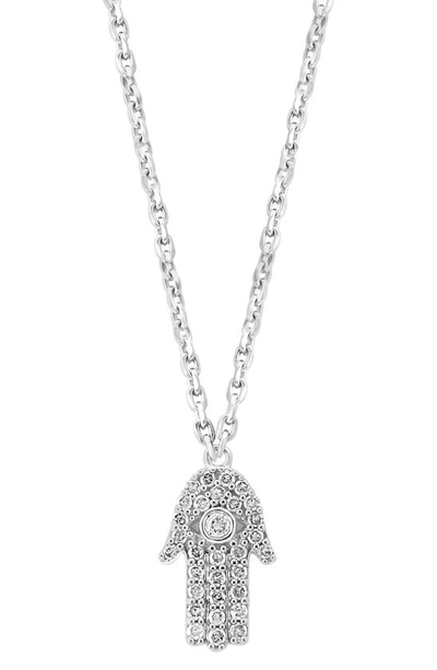 Shop Effy Sterling Silver Diamond Hamsa Pendant Necklace