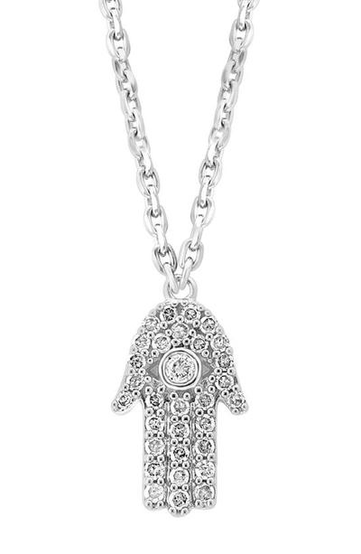 Shop Effy Sterling Silver Diamond Hamsa Pendant Necklace