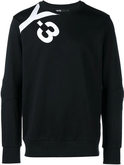 Shop Y-3 Logo Print Sweatshirt In Black