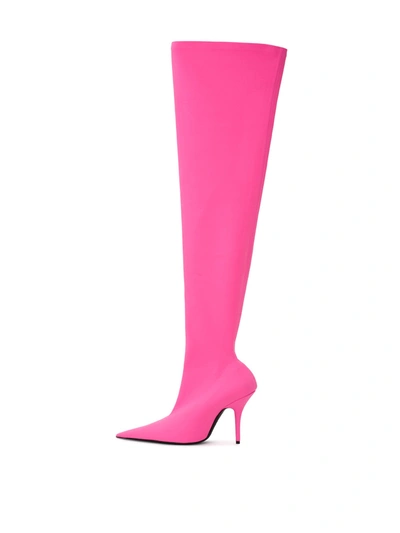 Shop Balenciaga Neon Pink Over-the-knee Statement Women's Boot
