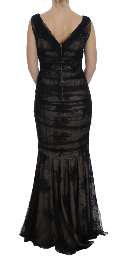 Shop Dolce & Gabbana Elegant Black Floral Bodycon Maxi Women's Dress