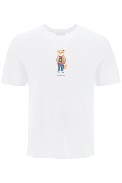 Shop Maison Kitsuné Dressed Fox Crew Neck T Shirt In White