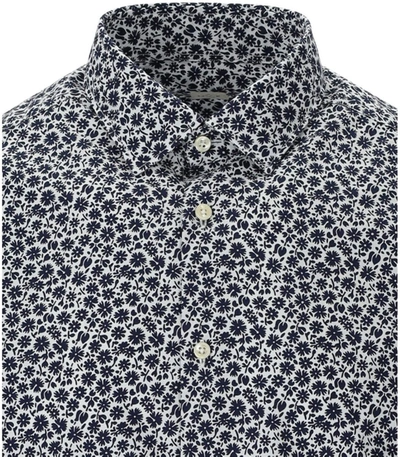 Shop Gmf 965 White And Blue Floral Shirt