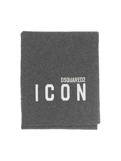 Shop Dsquared2 Icon Logo Scarf In Grey