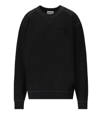 Shop Ganni Isoli Black Oversize Sweatshirt