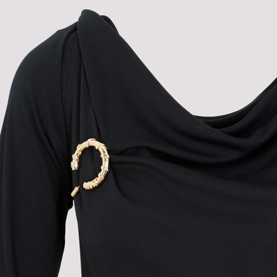 Shop Lanvin Ls Drape Midi Dress In Black