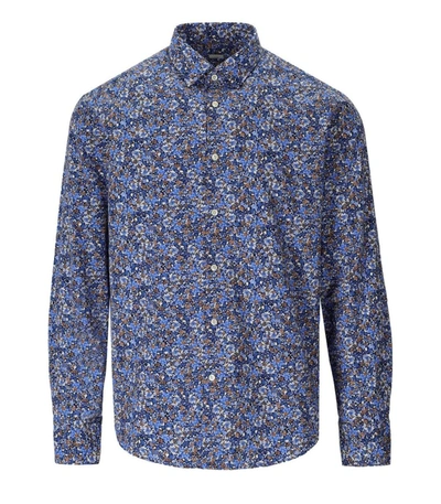 Shop Gmf 965 Blue Floral Shirt