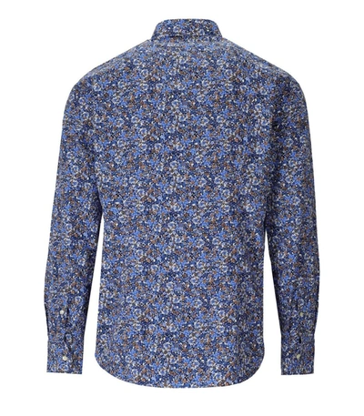 Shop Gmf 965 Blue Floral Shirt