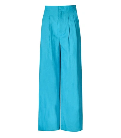 Shop Weili Zheng Straight Leg Light Blue Trousers