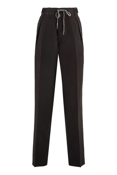 Shop Maison Margiela Wool And Linen Trousers In Brown