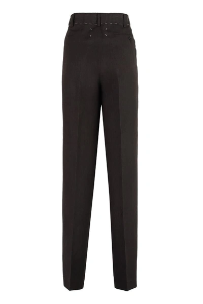 Shop Maison Margiela Wool And Linen Trousers In Brown