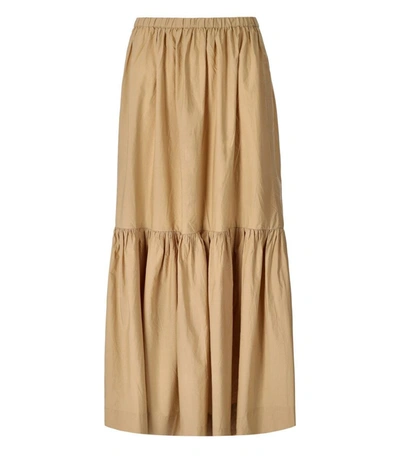 Shop Ganni Beige Ruffled Skirt