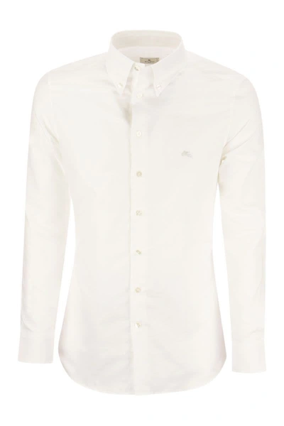 Shop Etro Button-down Cotton Shirt In White