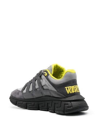 Shop Versace Greca Sneakers With Inserts In Grey
