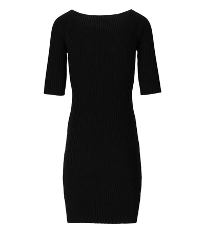 Shop Ganni Black Cut-out Ribbed Dress
