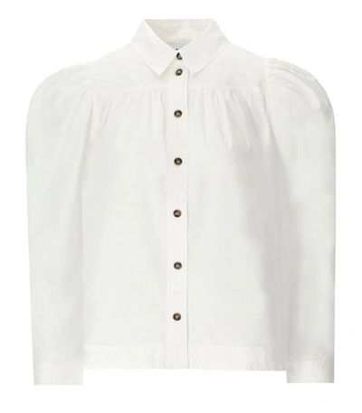 Shop Ganni White Poplin Shirt