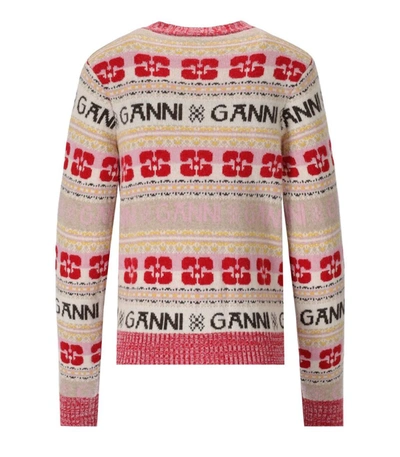 Shop Ganni Graphic Multicolored Cardigan